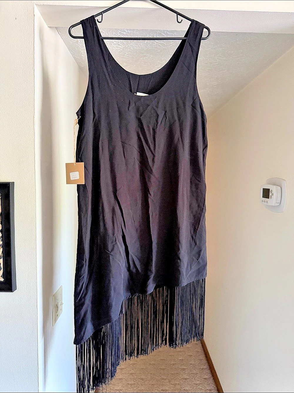 PPLA Fringe Tank Top in Black Small NWT